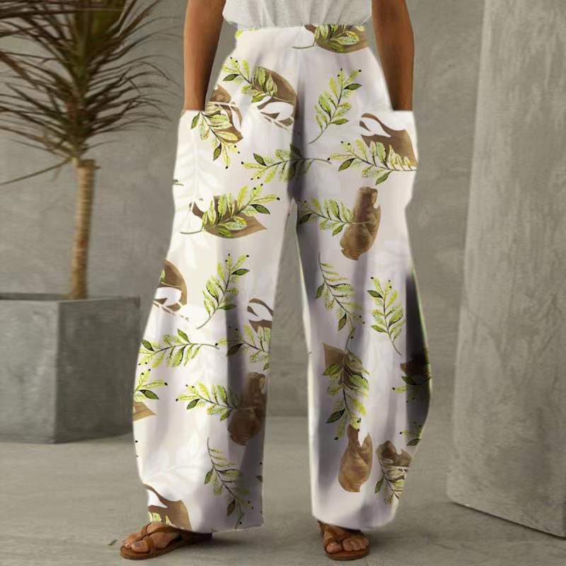 Pantalons fleuris amples pour femmes avec poches et taille élastique Chic & Stil