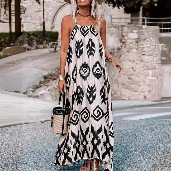 Airy maxi dress for women with an elegant ethnic pattern Lune London