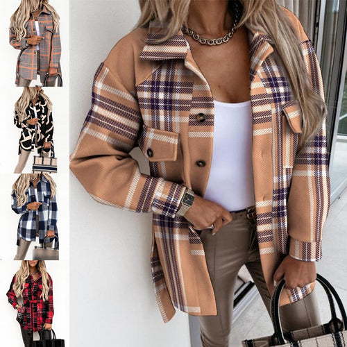 Ladies oversized check shirt jacket in soft material Lune London