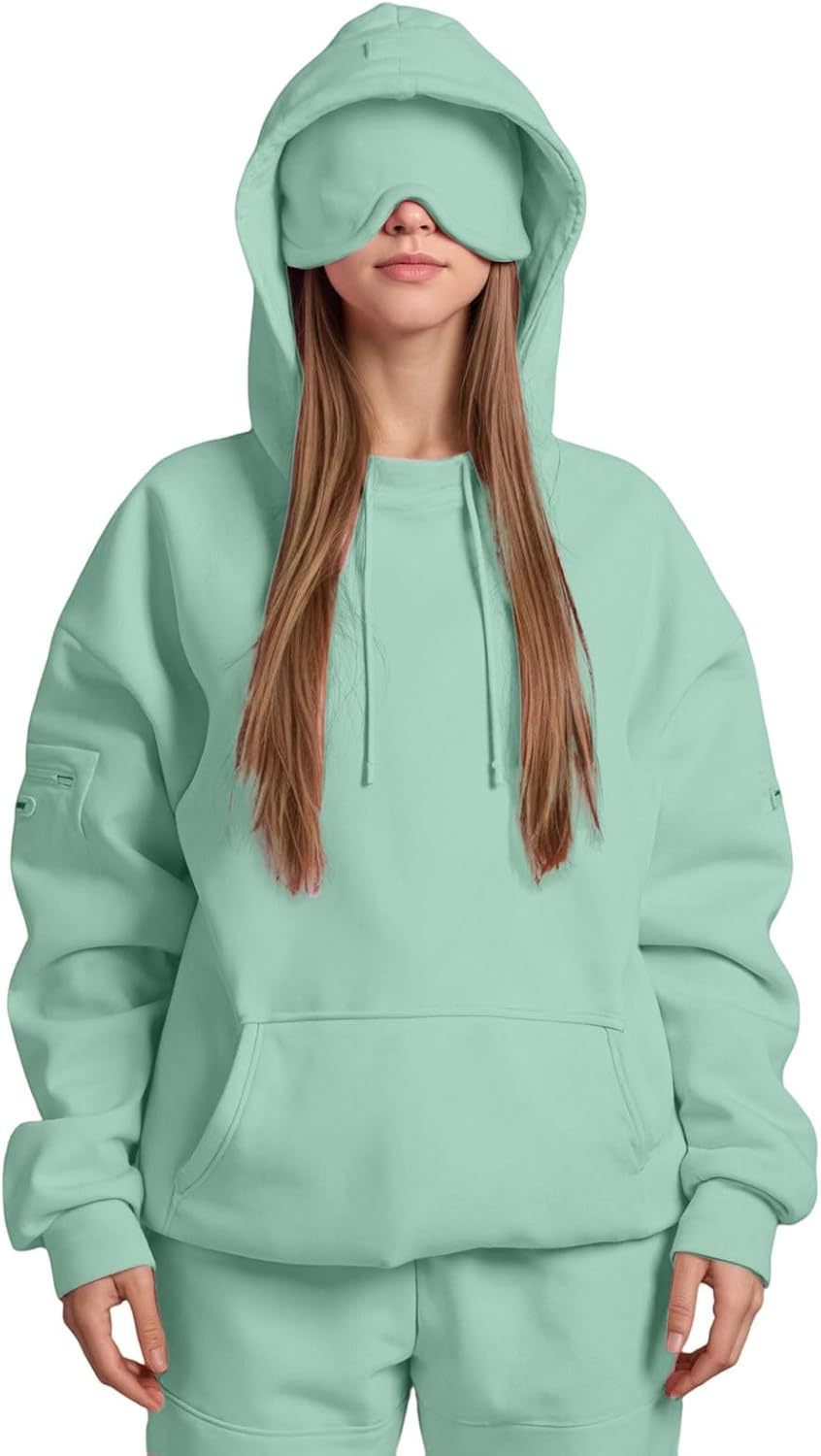 Ladies hoodie with integrated sleep mask Lune London