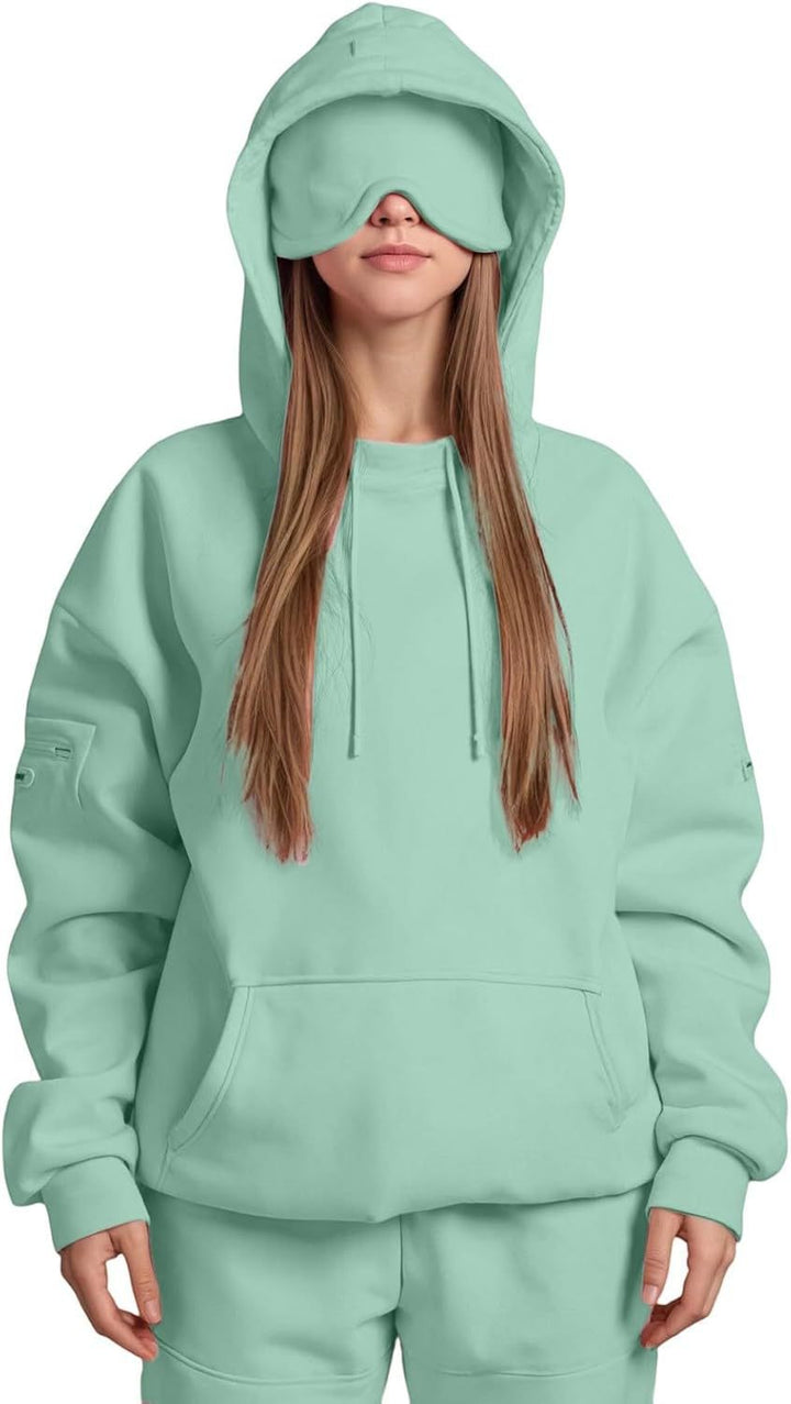 Ladies hoodie with integrated sleep mask Lune London