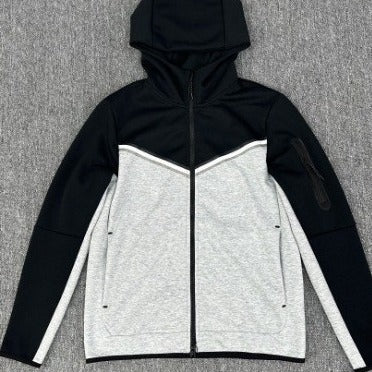 Sporty fleece jacket for men with adjustable hood and functional zip pockets Lune London