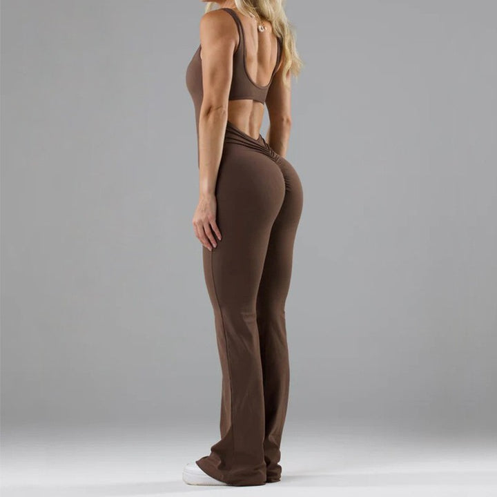 Ladies Flared Sport Jumpsuit with Soft Material Lune London
