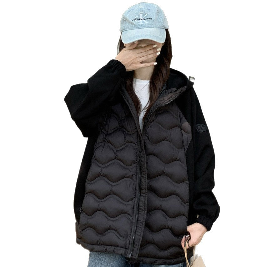 Ladies Fashion Padded Hybrid Hooded Jacket with Practical Pockets Lune London