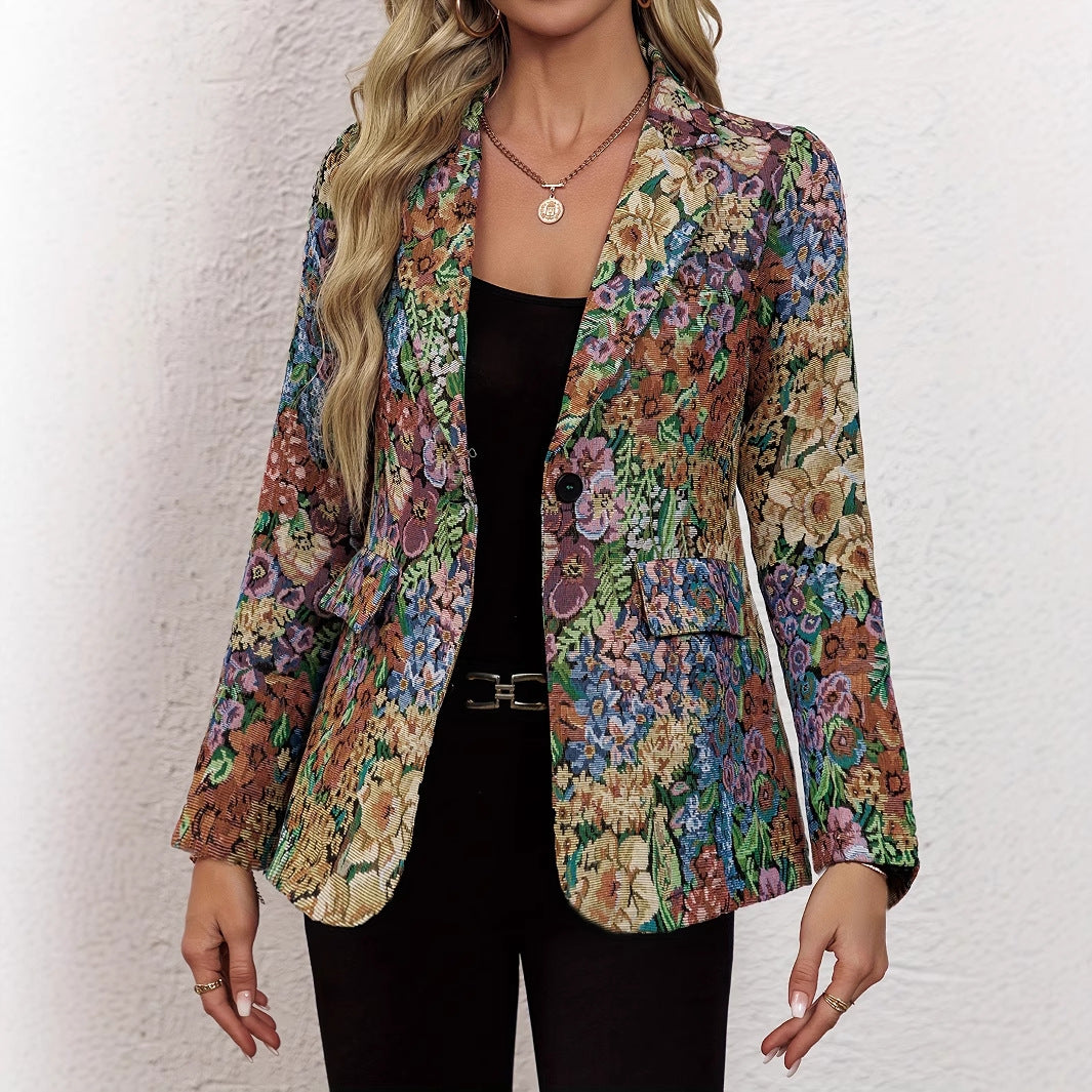Blazer jacket for women with floral pattern and elegant details Lune London