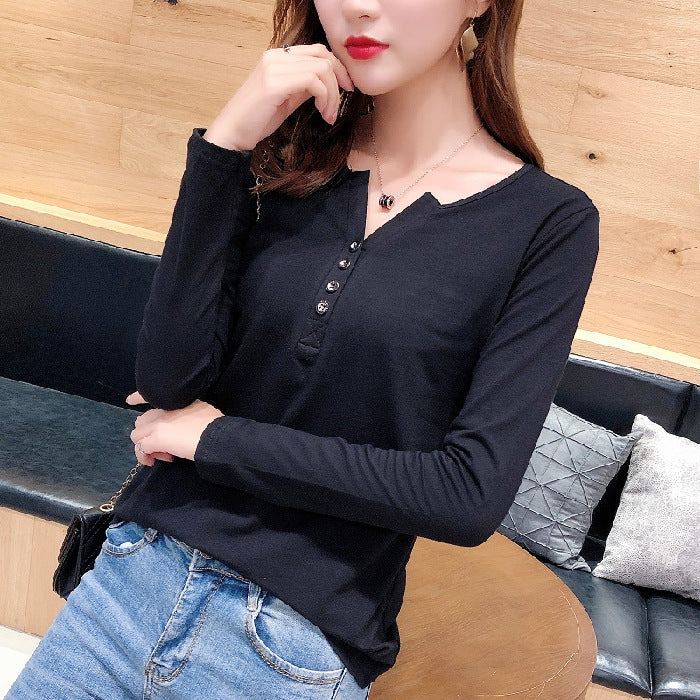 Women's long sleeve shirt with button placket and Femme-Style Chic & Stil