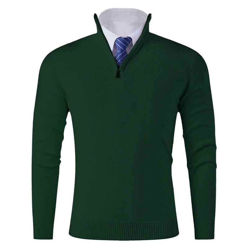 Men's knitted pullover with modern zipper and elastic hem Lune London