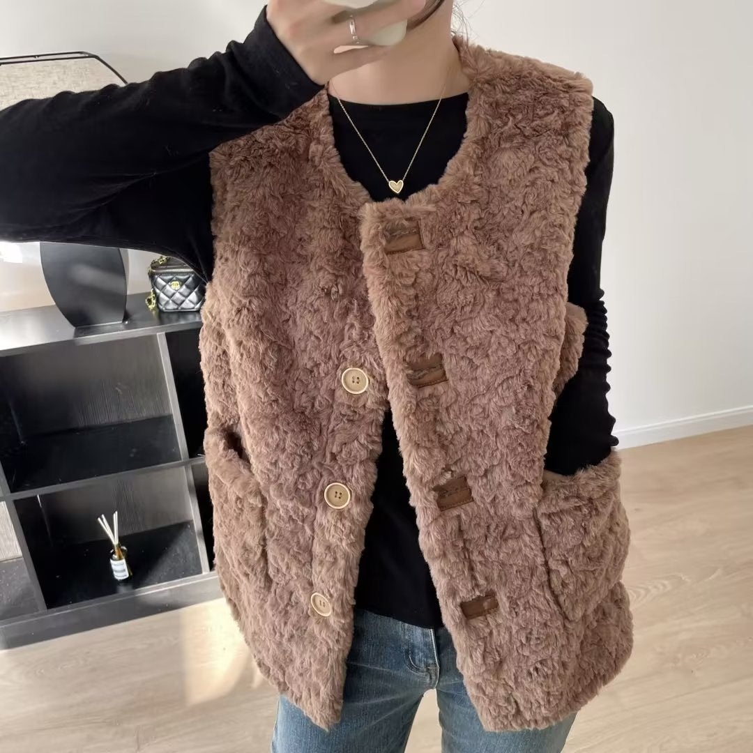 Gilet teddy femme confortable avec grandes poches Chic & Stil
