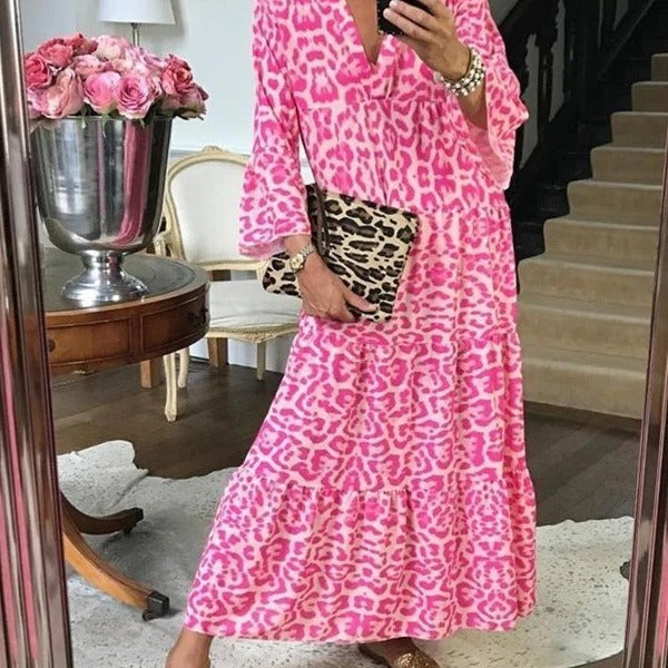 Women’s maxi dress in elegant leopard print Lune London