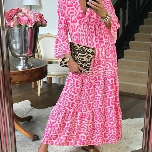 Women’s maxi dress in elegant leopard print Lune London