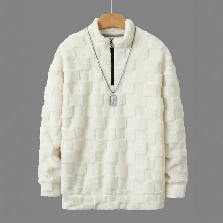 Comfortable fleece pullover for men with a high collar and zipper Lune London