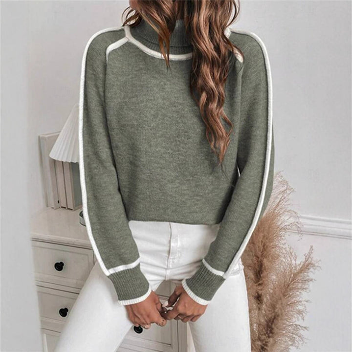 Casual turtleneck sweater for women with contrast details Lune London
