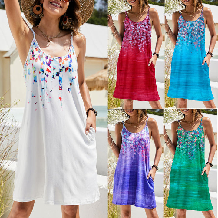 Elegant floral design summer dress for women with comfortable spaghetti straps Lune London
