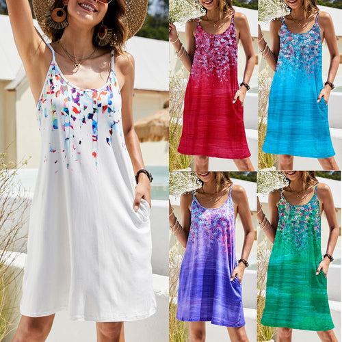 Elegant floral design summer dress for women with comfortable spaghetti straps Lune London