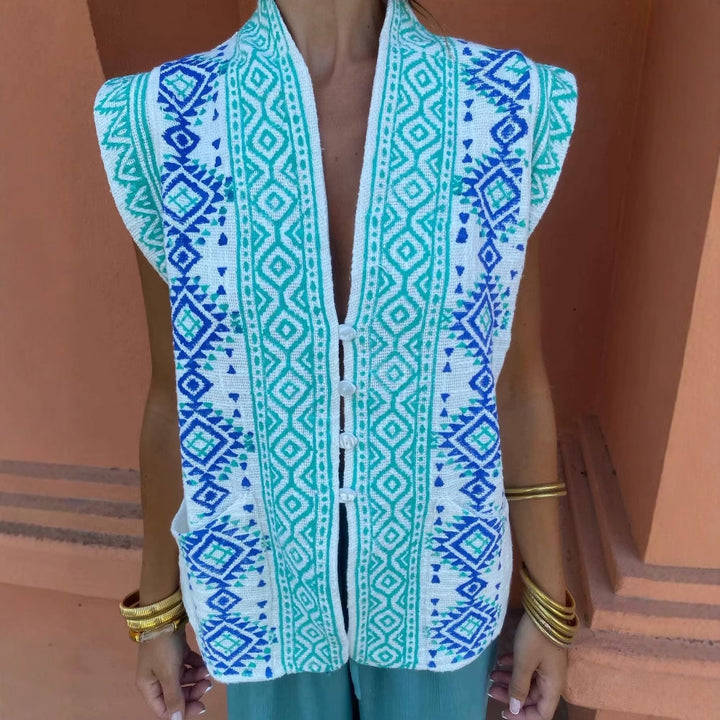 Exciting geometric pattern blouse top for women Lune London