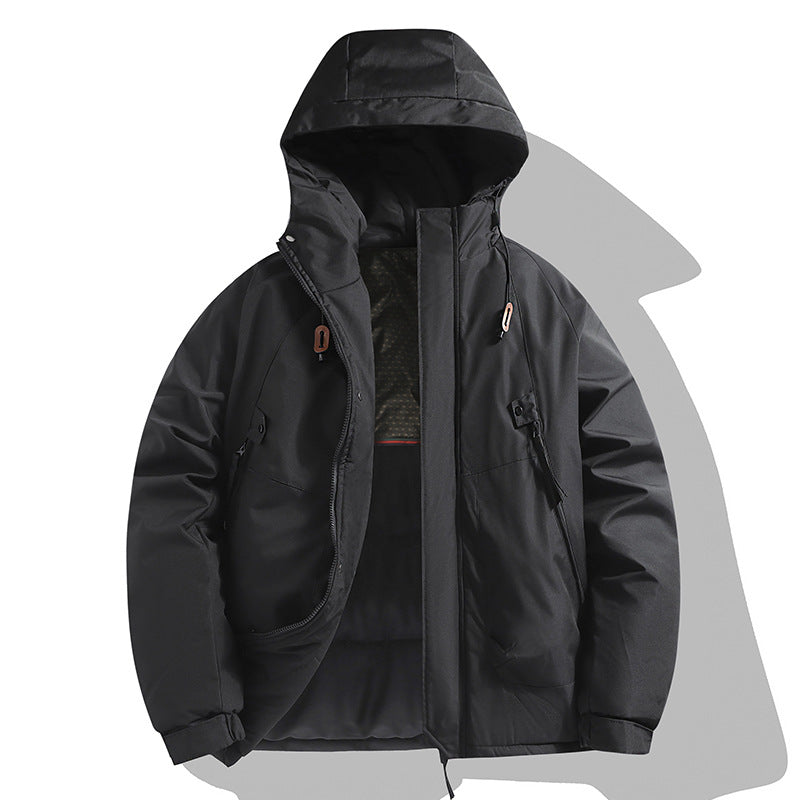 Functional jacket for men with adjustable hood and insulated lining Lune London
