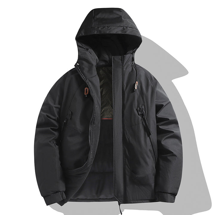 Functional jacket for men with adjustable hood and insulated lining Lune London