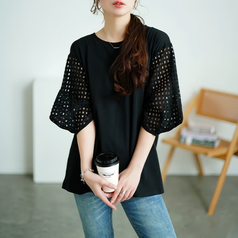 Ladies elegant top with structured sleeves Lune London