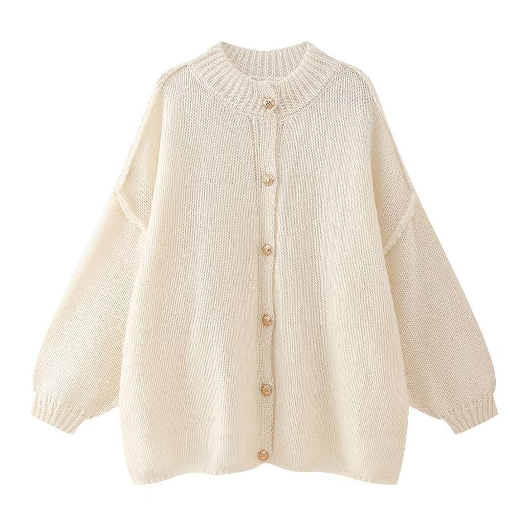 Casual knit jacket for women with button closure and oversized fit Lune London