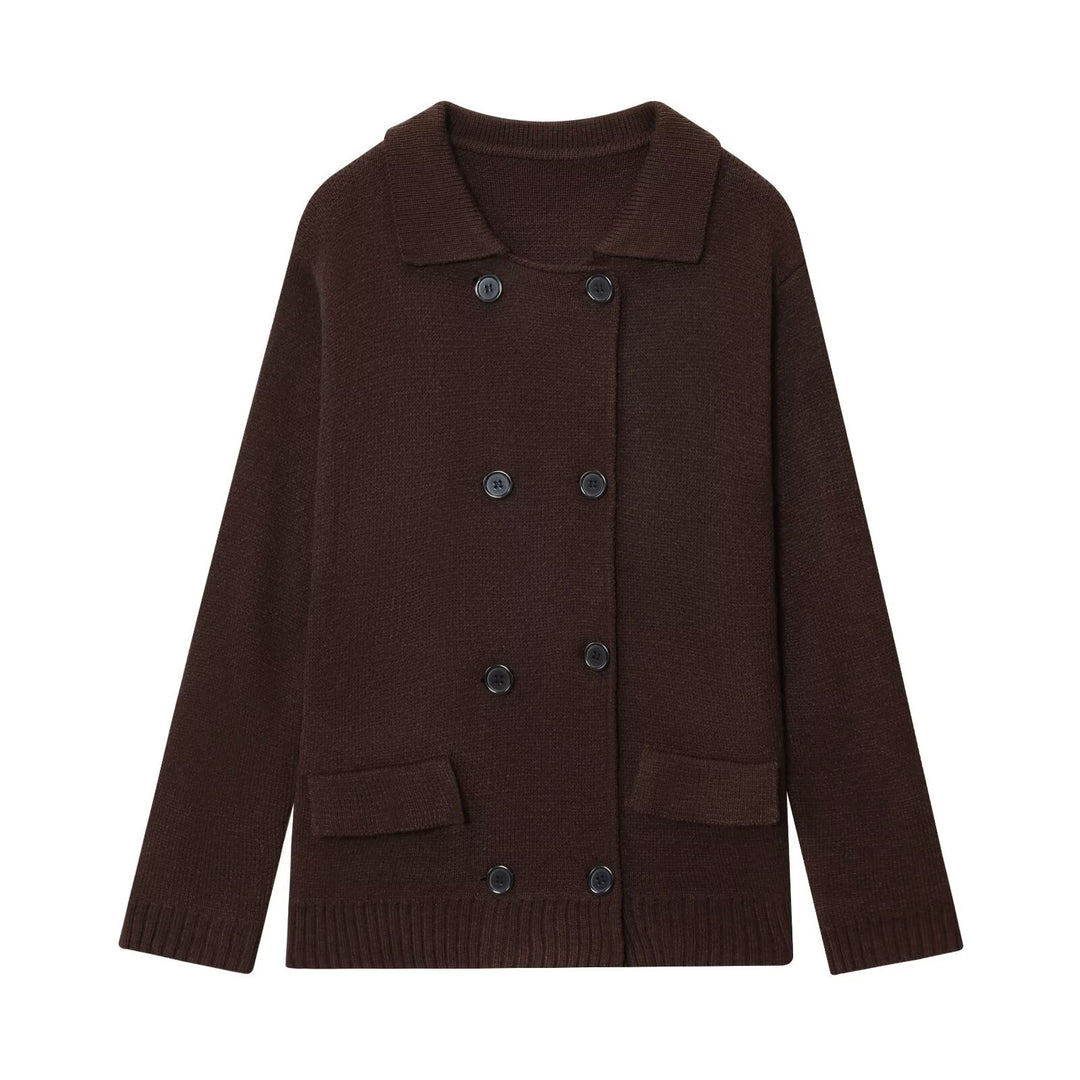 Elegant women's cardigan with double row of buttons and practical pockets Lune London