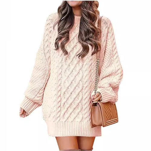 Woman Large knitted pullover with twisted pattern and relaxed fit Lune London