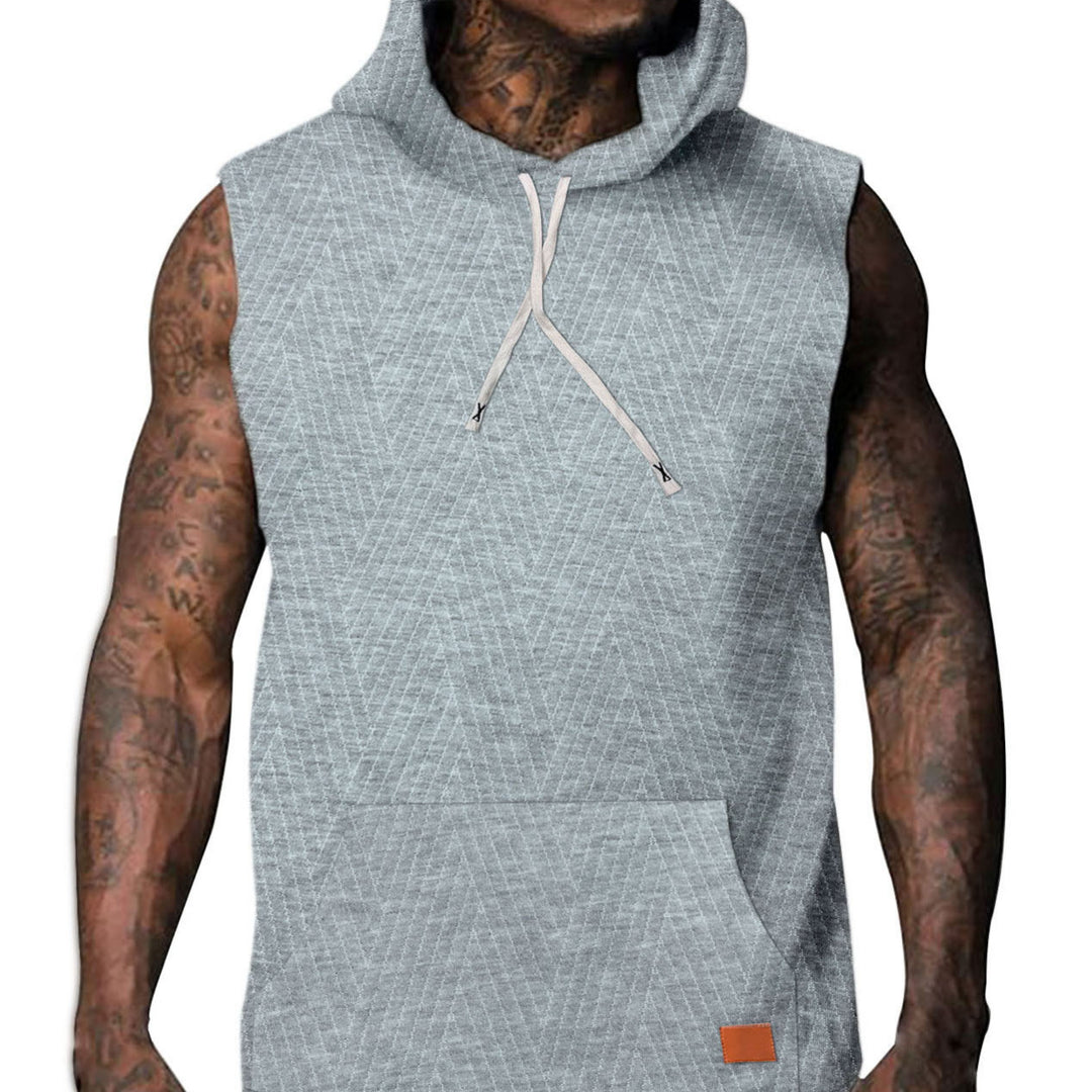 Sleeveless hoodie for men with textured design and practical kangaroo pocket Lune London