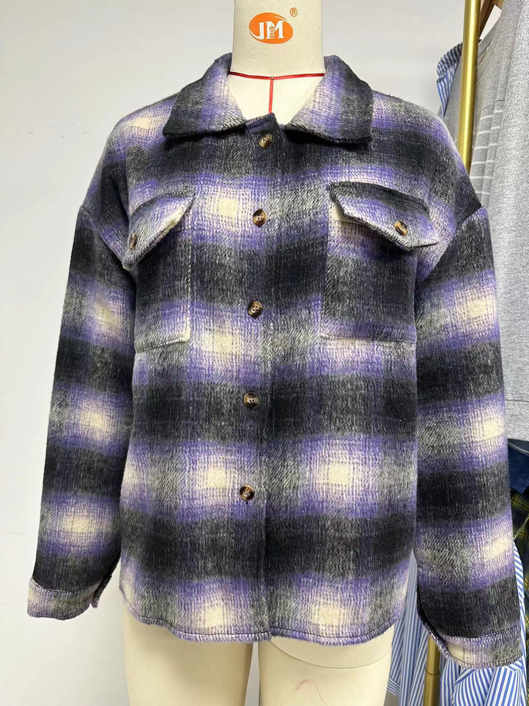 Plaid flannel overshirt for women with chest pockets and casual cut Lune London