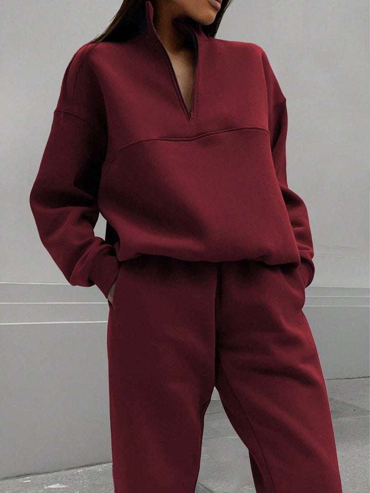Women Comfortable High Neck Sweatshirt Set and Loose Pants Lune London