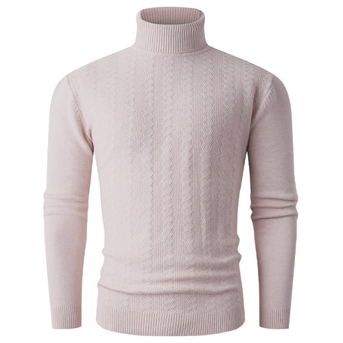 Pullover à col roulé pour hommes avec motif texturé et col montant Lune London