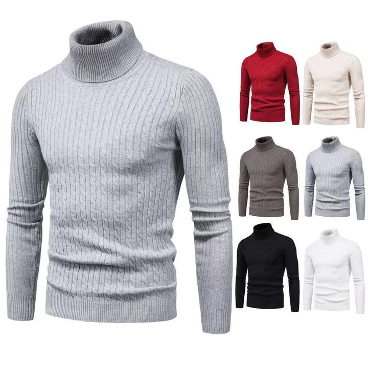 Men's turtleneck sweater with textured cable-knit pattern Lune London