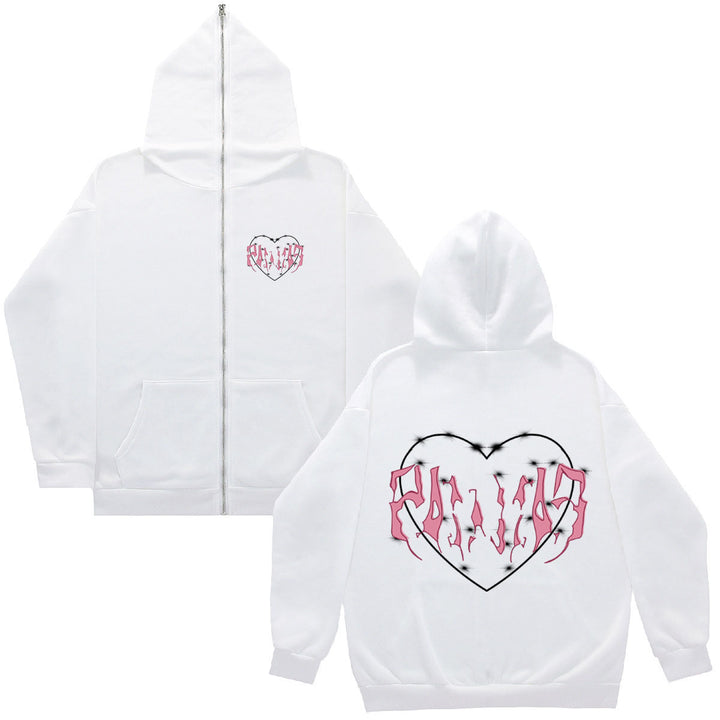 Hooded jacket for women with a unique heart design and full zip Lune London