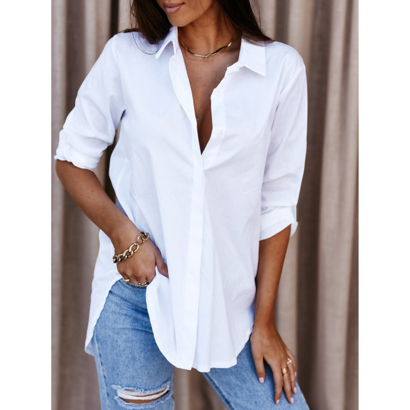 Versatile women's long sleeve blouse with buttons Lune London