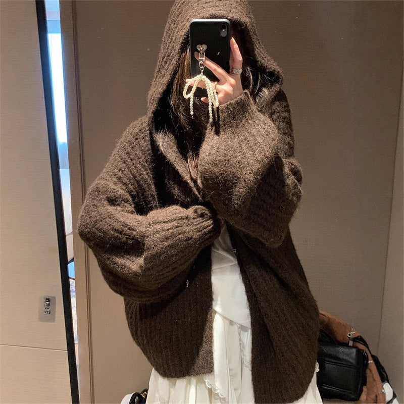 Hoodie-cardigan surdimensionné et confortable pour femmes avec décolleté en V profond et coupe loose Chic & Stil