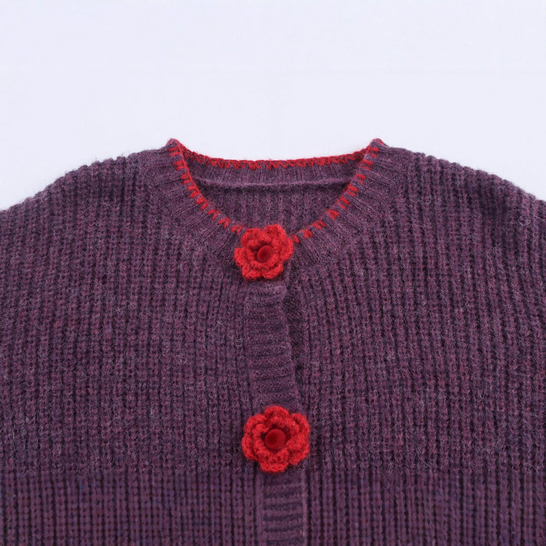 Women's knit jacket with decorative floral buttons Lune London
