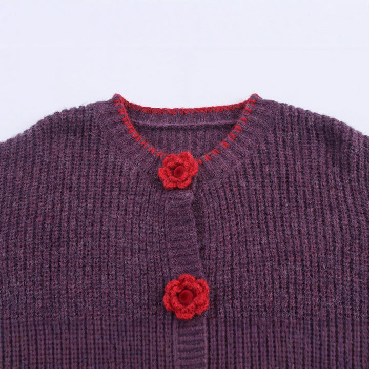 Women's knit jacket with decorative floral buttons Lune London