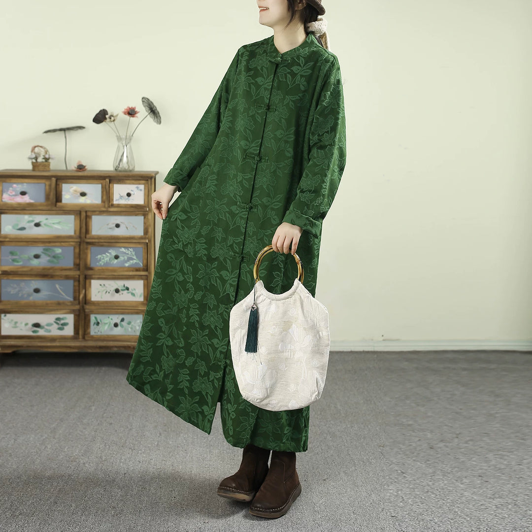 Lune London | Size Black Oriental Jacquard Spandex Coats with Buttons