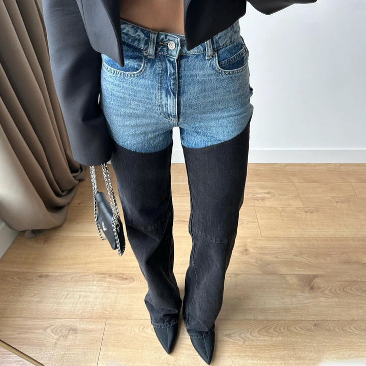 Women High-Waist Jeans with Asymmetric Design Lune London