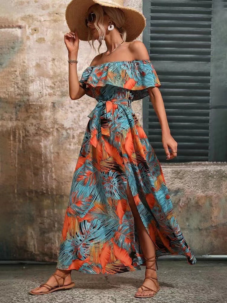 Maxie Off-Shoulder Dress for Women with Side Slit Lune London