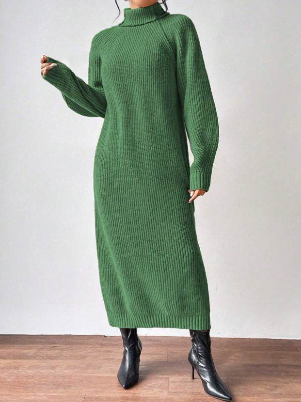 Women's Knitted Dress with High Collar and Wide Sleeves Lune London