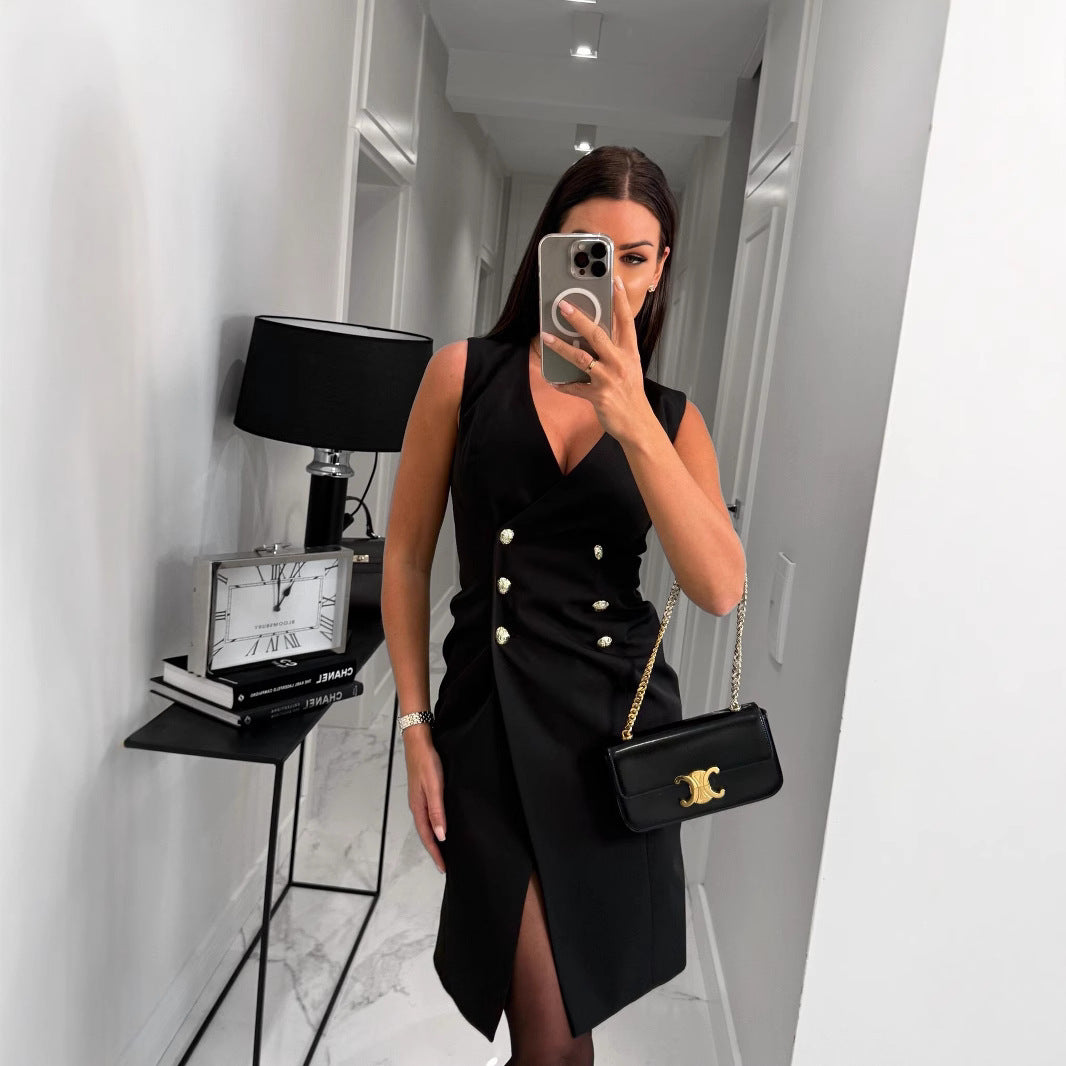 Custom midi dress with double breasted Lune London for women