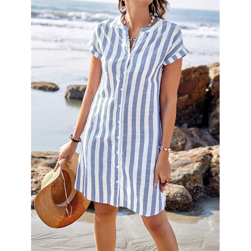 Striped shirt dress for women in light linen fabric Lune London