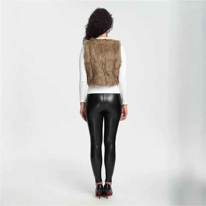 Ladies Soft Faux Fur Jacket with Asymmetric Cut Chic and Style