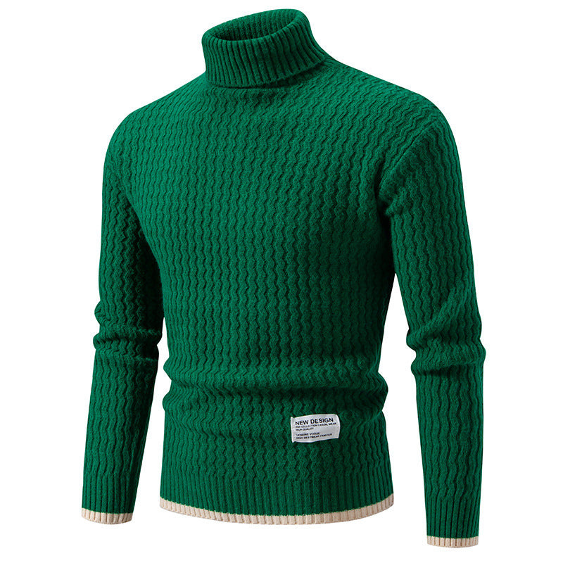 Men's knitted sweater with high collar and textured cable pattern Lune London