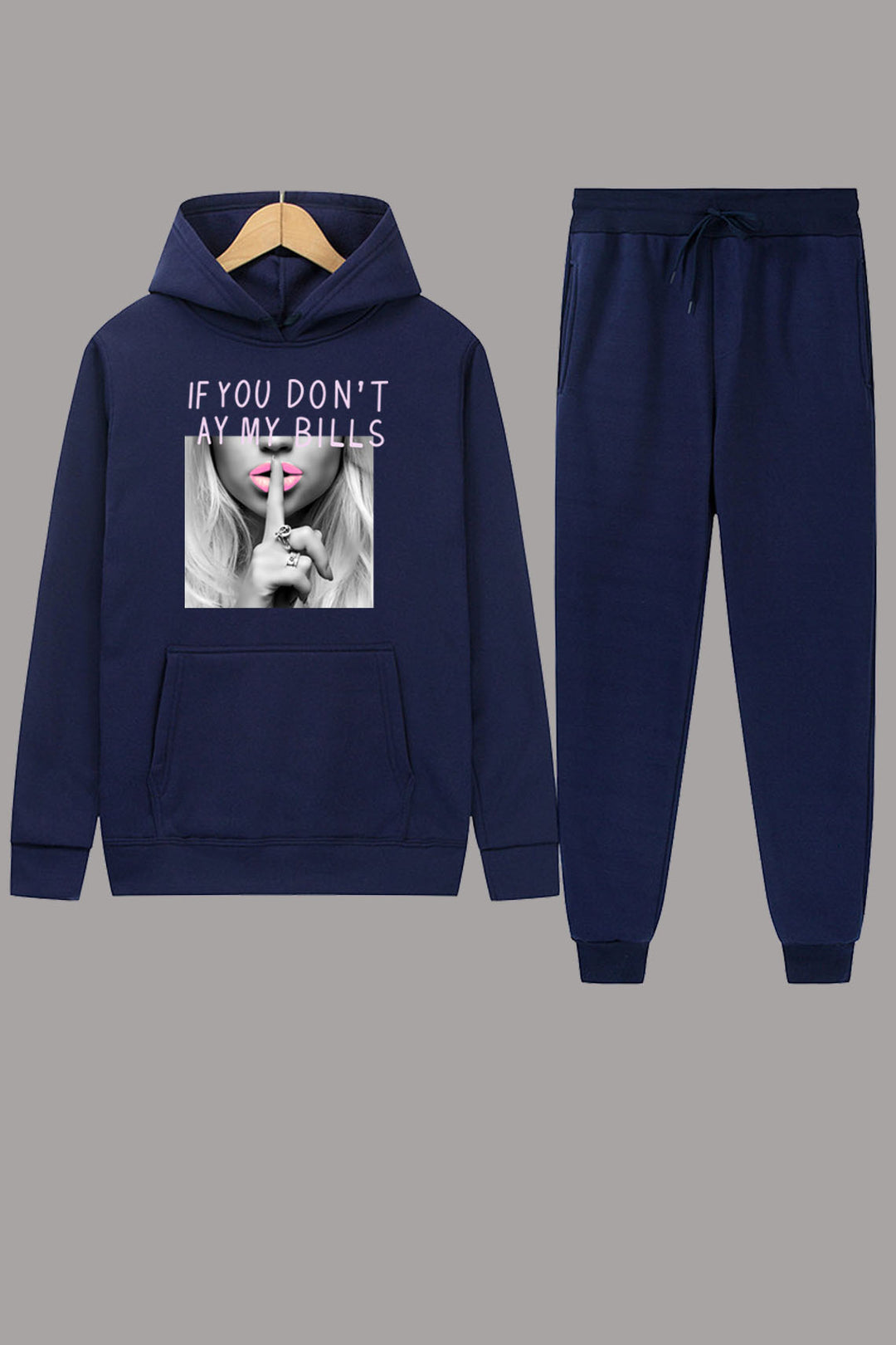Women's hoodie and jogger pants set with a provocative print design Lune London
