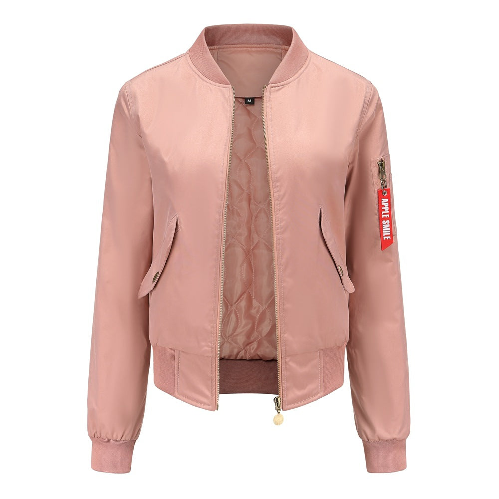 Elegant women's bomber jacket with practical side pockets and elastic edges Lune London