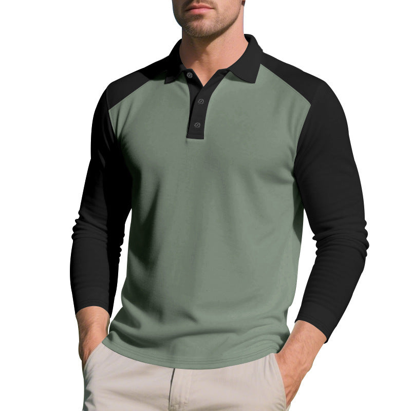 Men's Long Sleeve Sporty Polo with Modern Color Accents Lune London