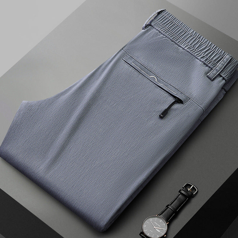 Pantalon stretch confortable pour hommes avec ceinture élastique et poches zippées latérales Lune London