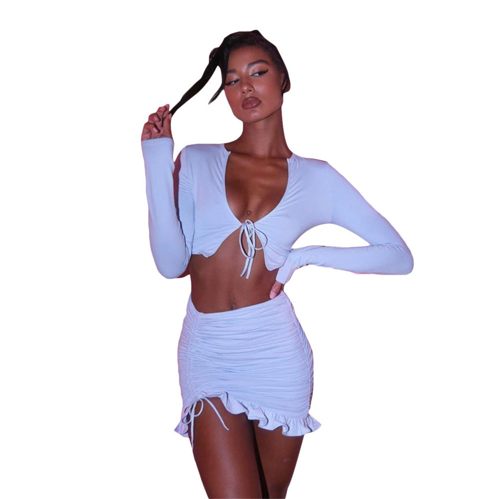 Women's Crop Top and Mini Skirt Set with Ruffles and Romantic Flounce Lune London