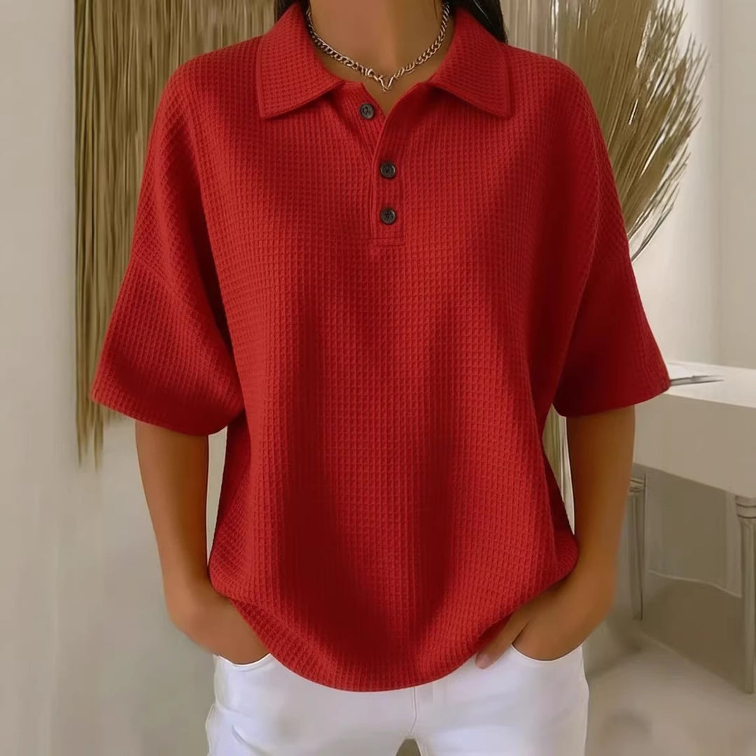 Ladies sporty polo shirt made of waffle piqué Lune London