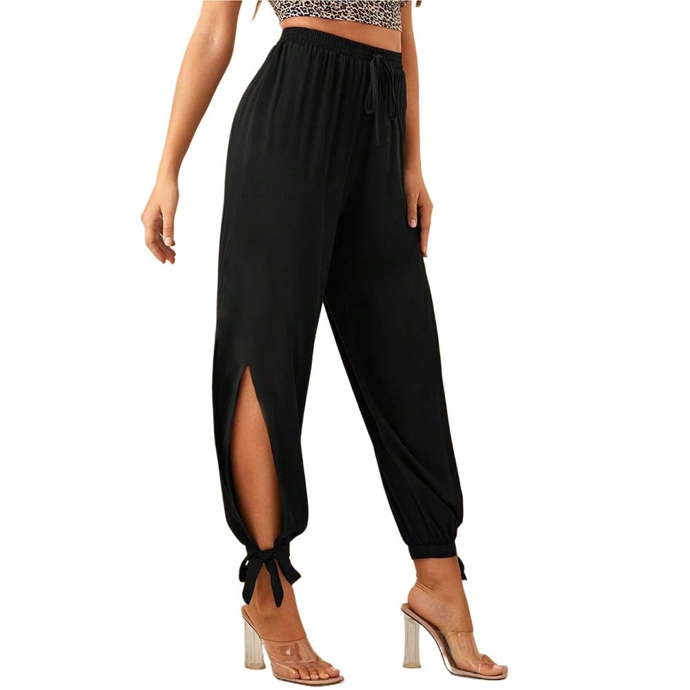 Pantalons élégants pour femmes avec fentes latérales et cordon de serrage Chic & Stil